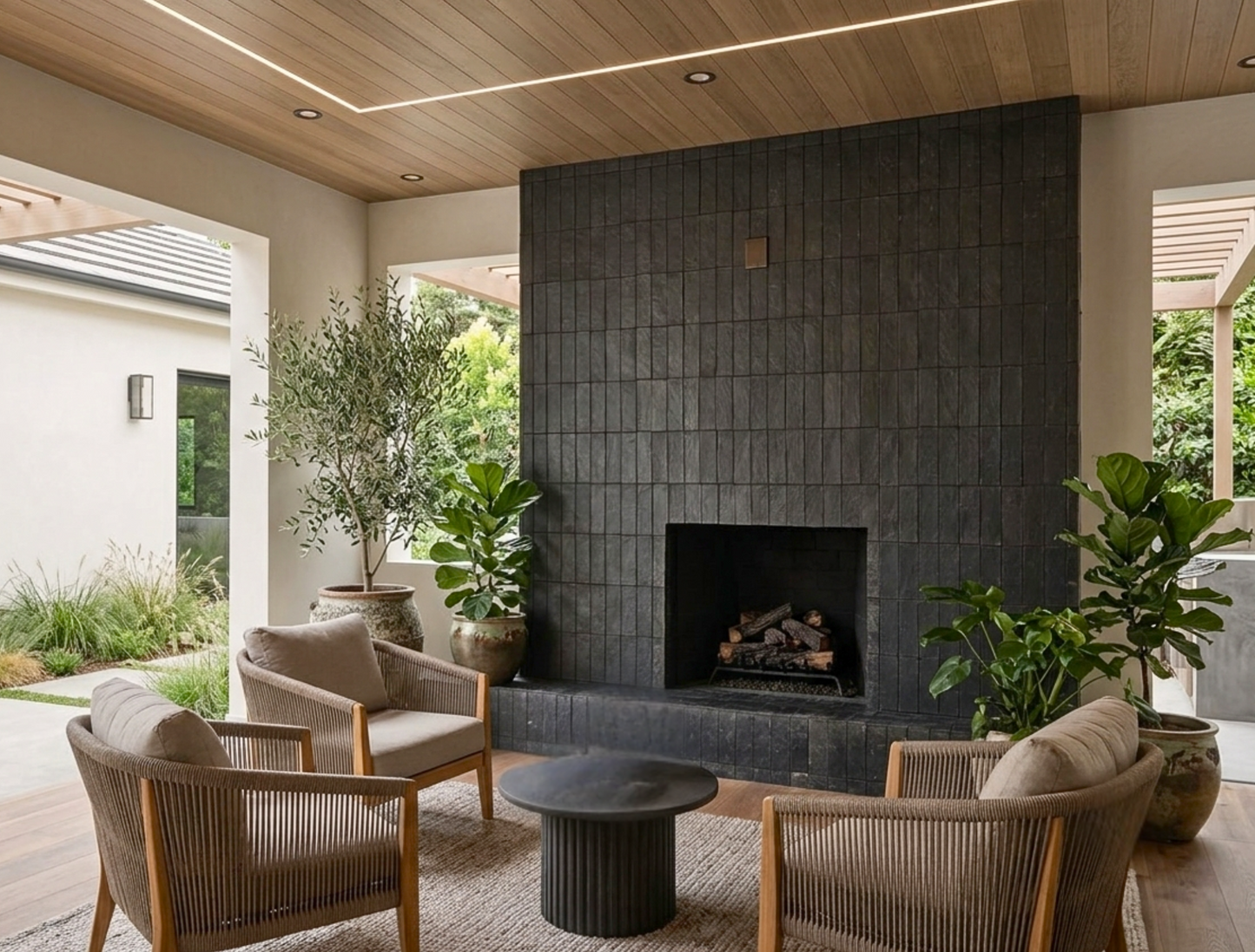 Glazed Thin Brick Black Suede 2.5x8