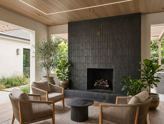 Glazed Thin Brick Black Suede 2.5x8