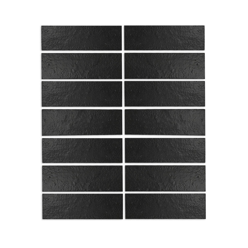 Glazed Thin Brick Black Suede 2.5 x 8 - Clay Imports Store