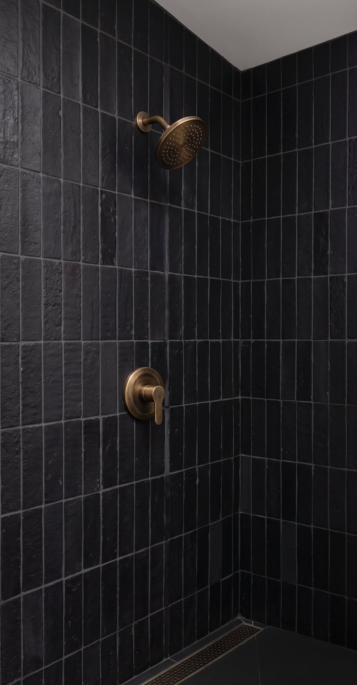 Glazed Thin Brick Black Suede 2.5x8