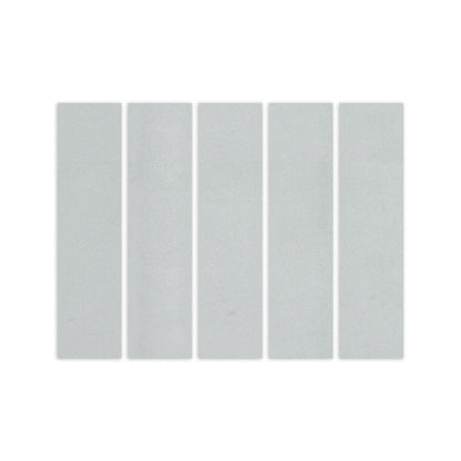 Five light grey rectangular clay tiles by Clay Imports, with a subtle speckled texture, arranged vertically.