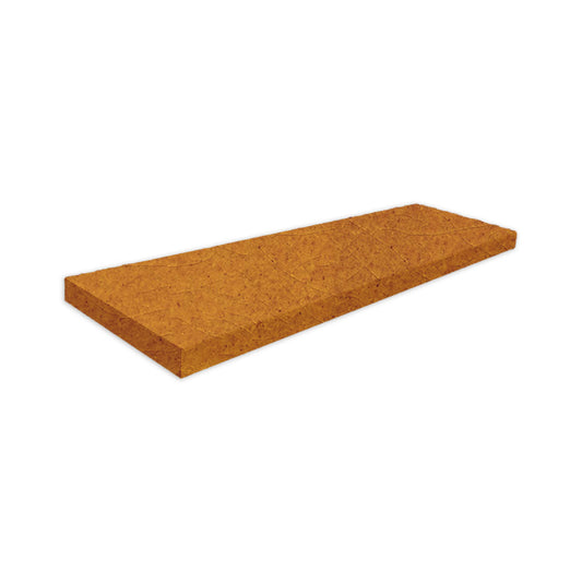 Terra Crackle Solid Tile Trim by Clay Imports with glazed edges, shown in an angled view.