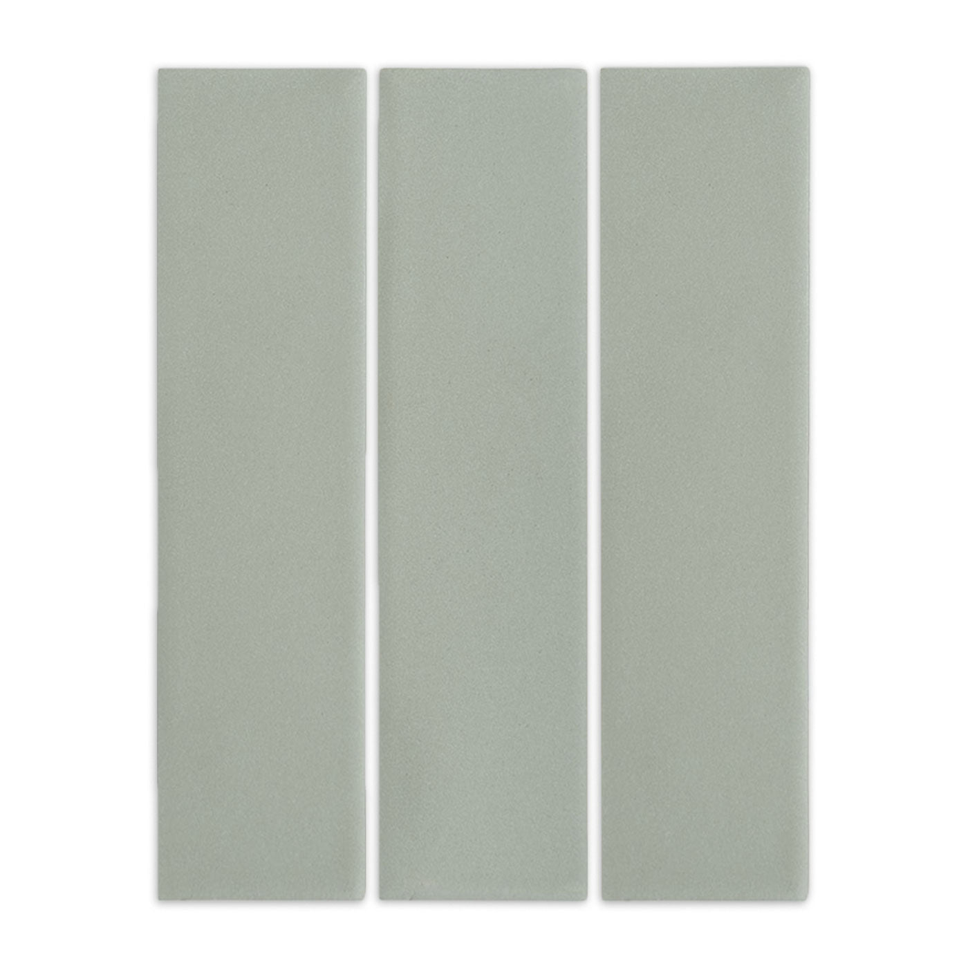 Agave green clay tile by Clay Imports, three textured rectangular pieces arranged vertically.