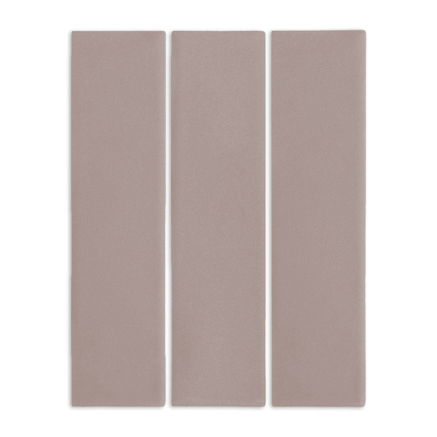 Three long rectangular brown clay tiles by Clay Imports, with a matte, textured finish, arranged vertically.