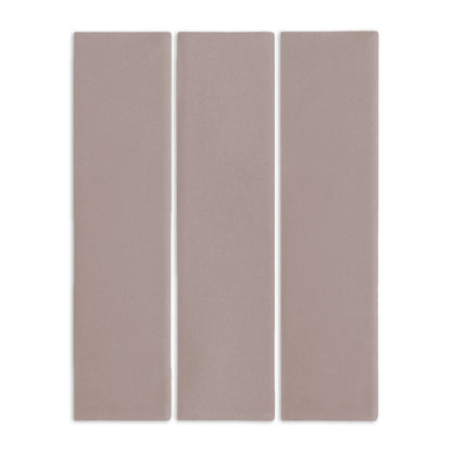 Three long rectangular brown clay tiles by Clay Imports, with a matte, textured finish, arranged vertically.