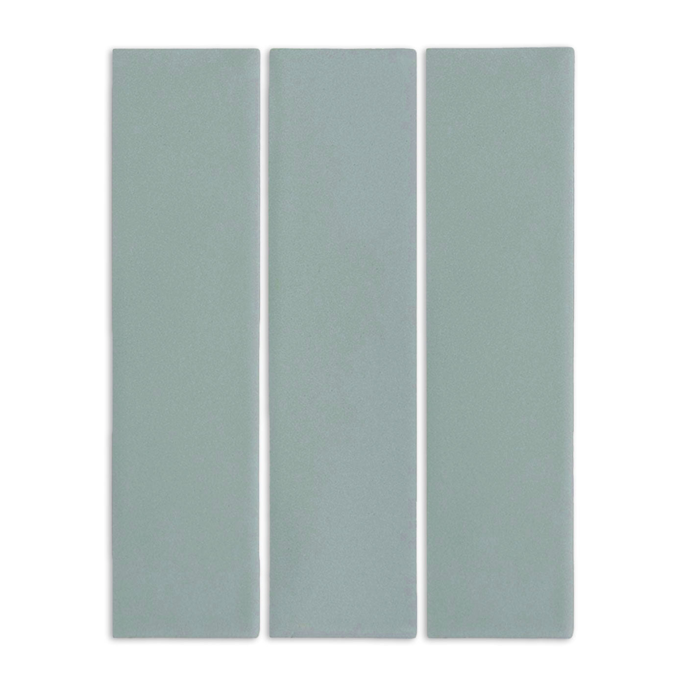Three light sage green rectangular clay tiles by Clay Imports with a subtle matte texture.