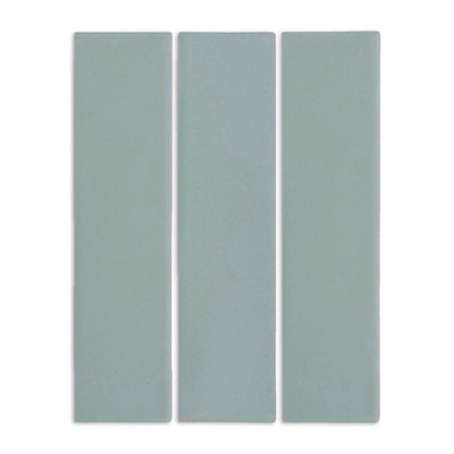 Three light sage green rectangular clay tiles by Clay Imports with a subtle matte texture.