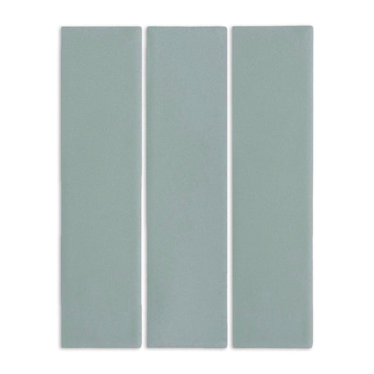 Three light sage green rectangular clay tiles by Clay Imports with a subtle matte texture.