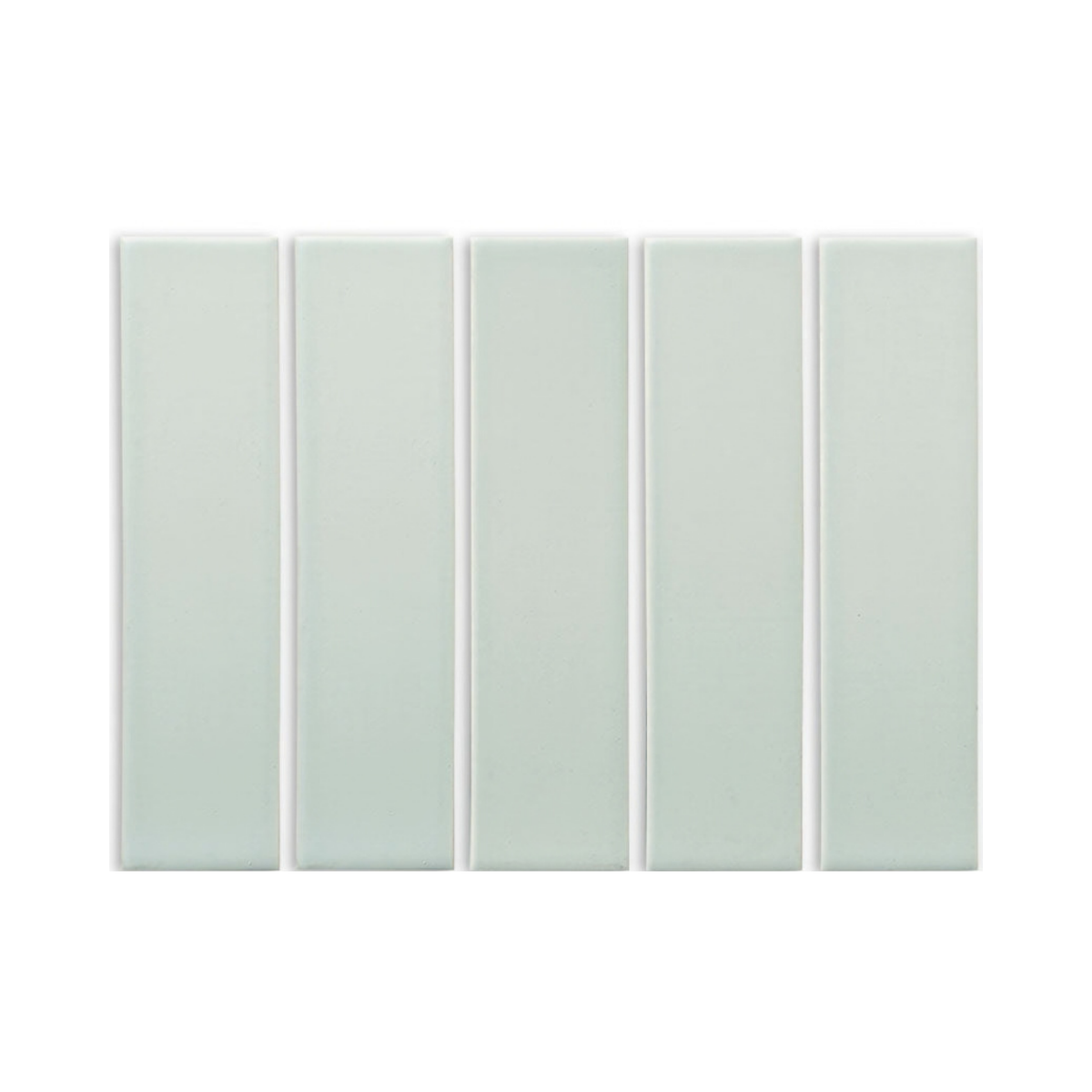 Matte pale mint green rectangular solid tiles by Clay Imports, arranged in a grid with subtle grout lines.