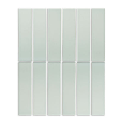 Matte pale mint green rectangular solid tiles by Clay Imports, arranged in a grid with subtle grout lines.