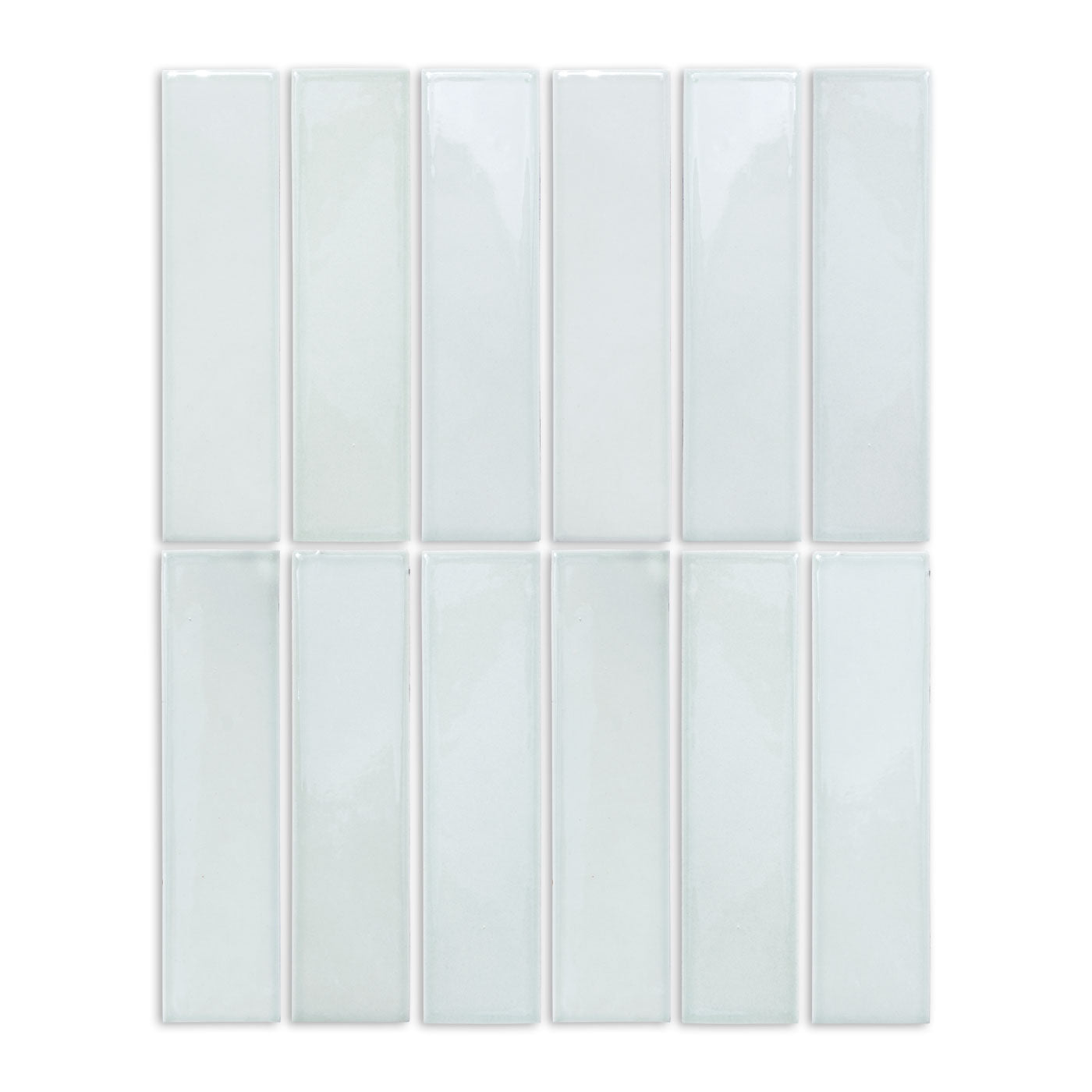 Spearmint rectangular solid tiles by Clay Imports, arranged in a grid with a subtle glossy finish.