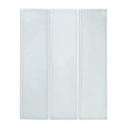 Spearmint 3x12 Solid Tile by Clay Imports, three light greenish-blue tiles with a glossy surface.