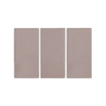 Three light brown 3x6 rectangular clay tiles by Clay Imports, arranged vertically with a subtle texture.