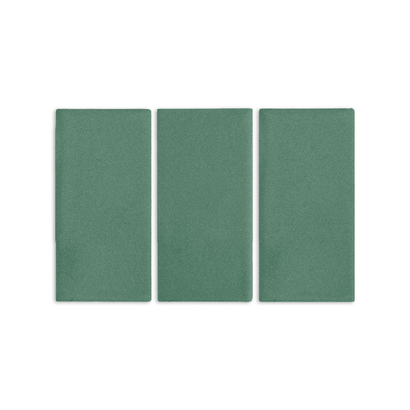 Three rectangular cilantro green clay tiles by Clay Imports, displayed side-by-side with a matte finish.