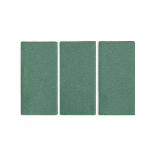 Three rectangular cilantro green clay tiles by Clay Imports, displayed side-by-side with a matte finish.