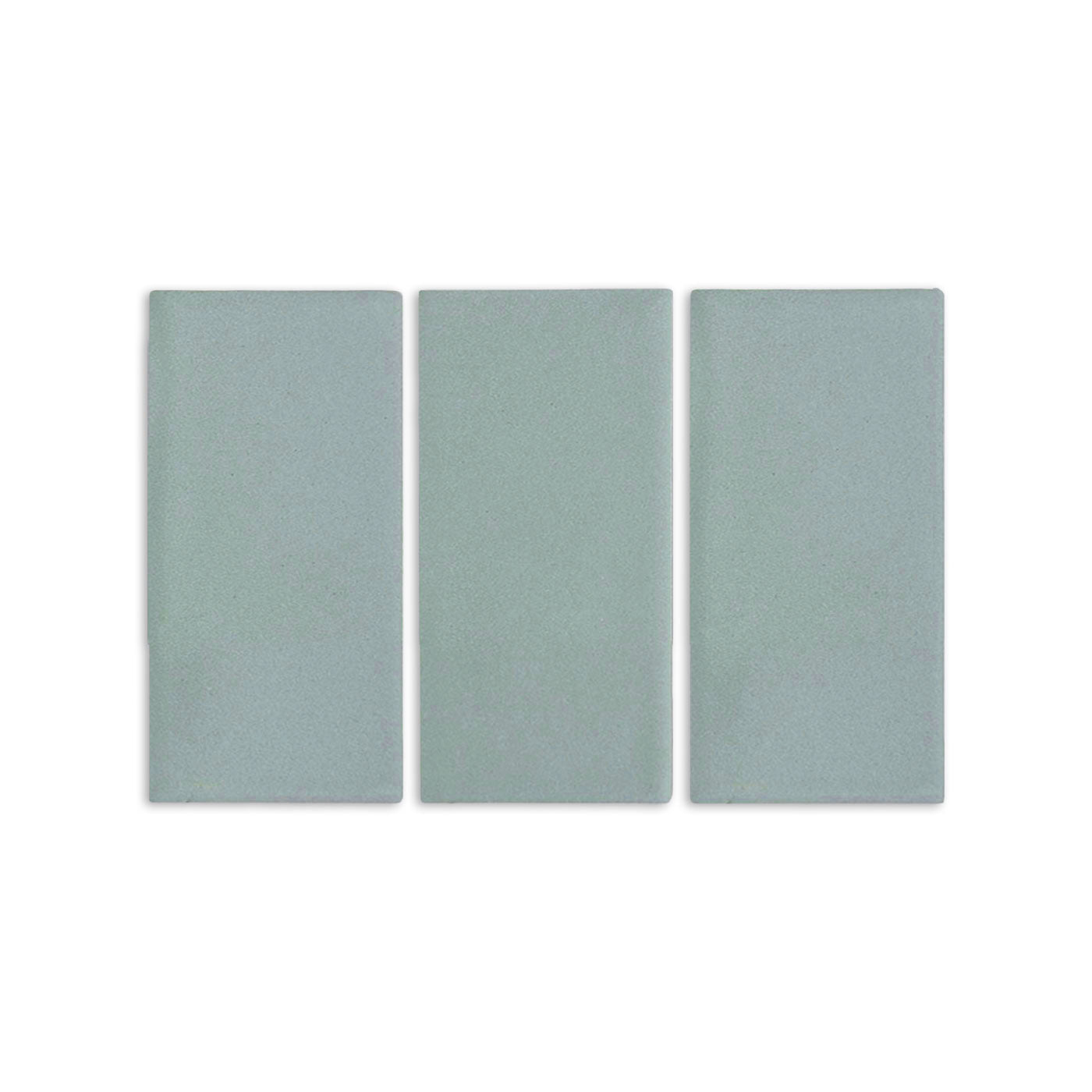 Three rectangular Hot Spring clay tiles by Clay Imports, with a matte, slightly textured surface, arranged vertically in a row.