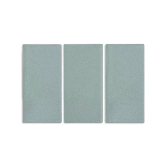 Three rectangular Hot Spring clay tiles by Clay Imports, with a matte, slightly textured surface, arranged vertically in a row.