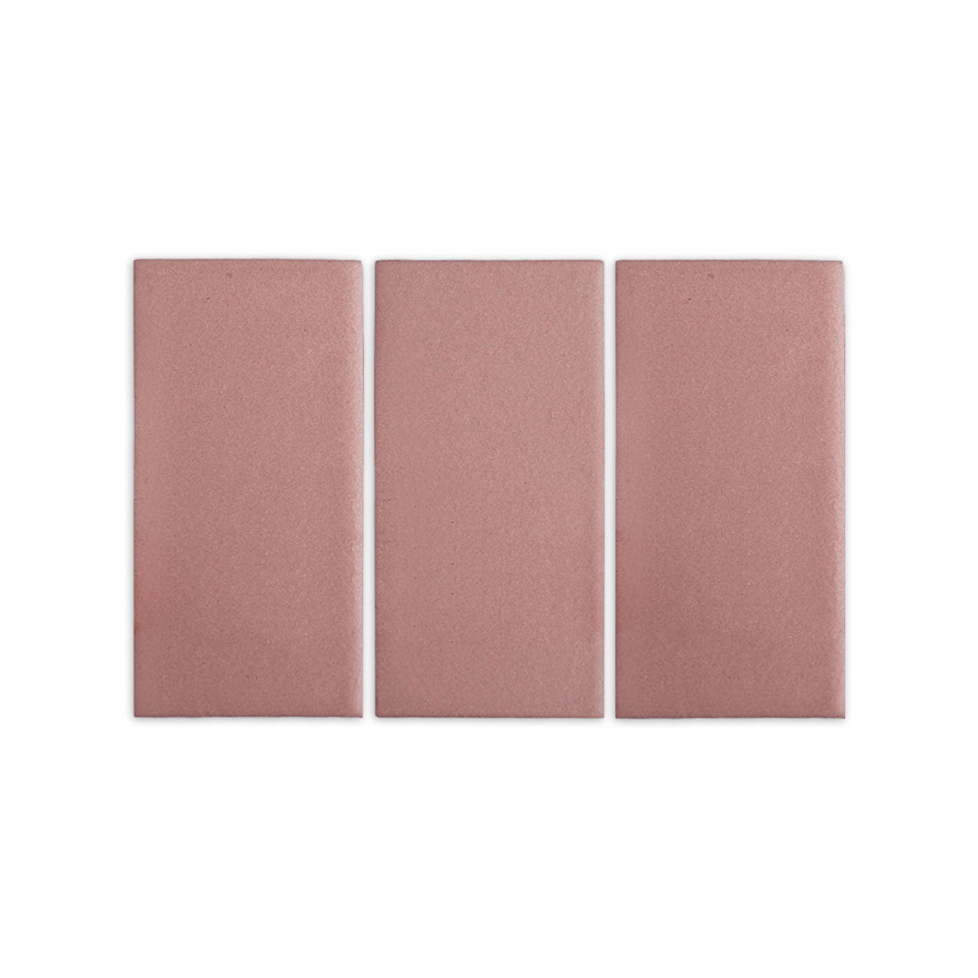 Three pink granite-like clay tiles by Clay Imports, arranged vertically side-by-side on a white background.