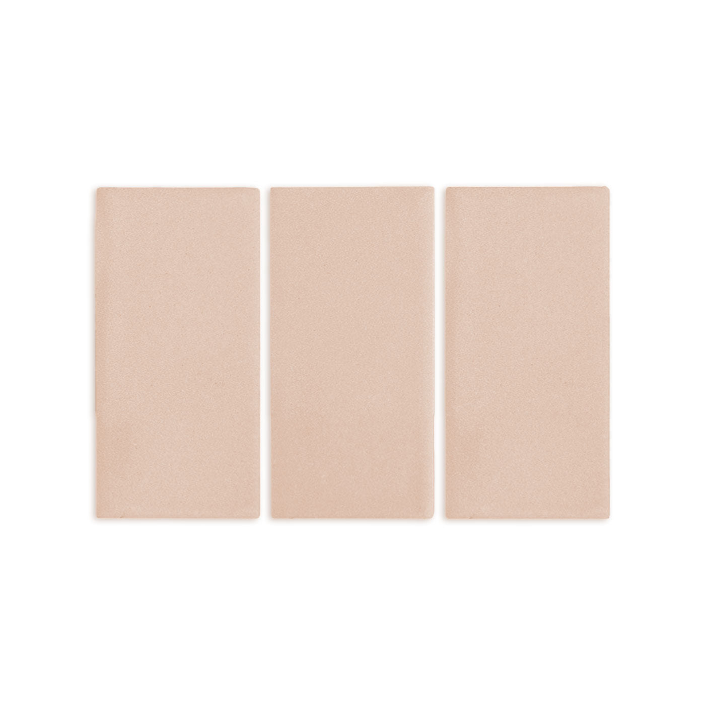 Three sand-colored rectangular clay tiles by Clay Imports, laid side-by-side with a subtle grainy texture.