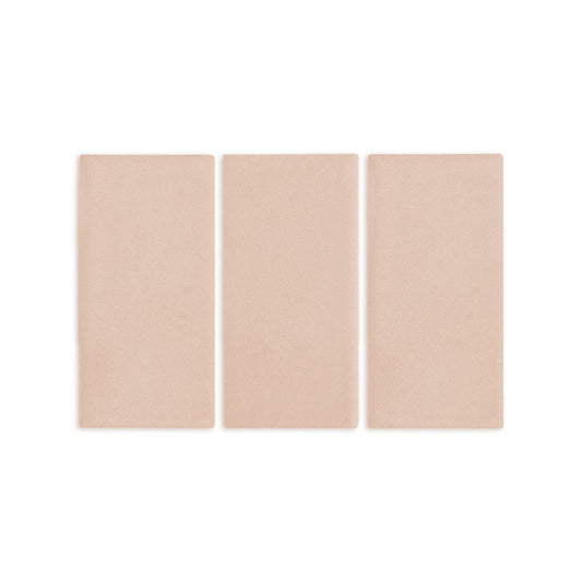 Three sand-colored rectangular clay tiles by Clay Imports, laid side-by-side with a subtle grainy texture.