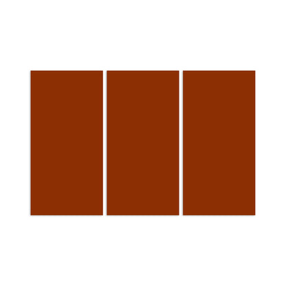 Three rectangular reddish-brown clay tiles by Clay Imports, arranged vertically side-by-side on a white background.