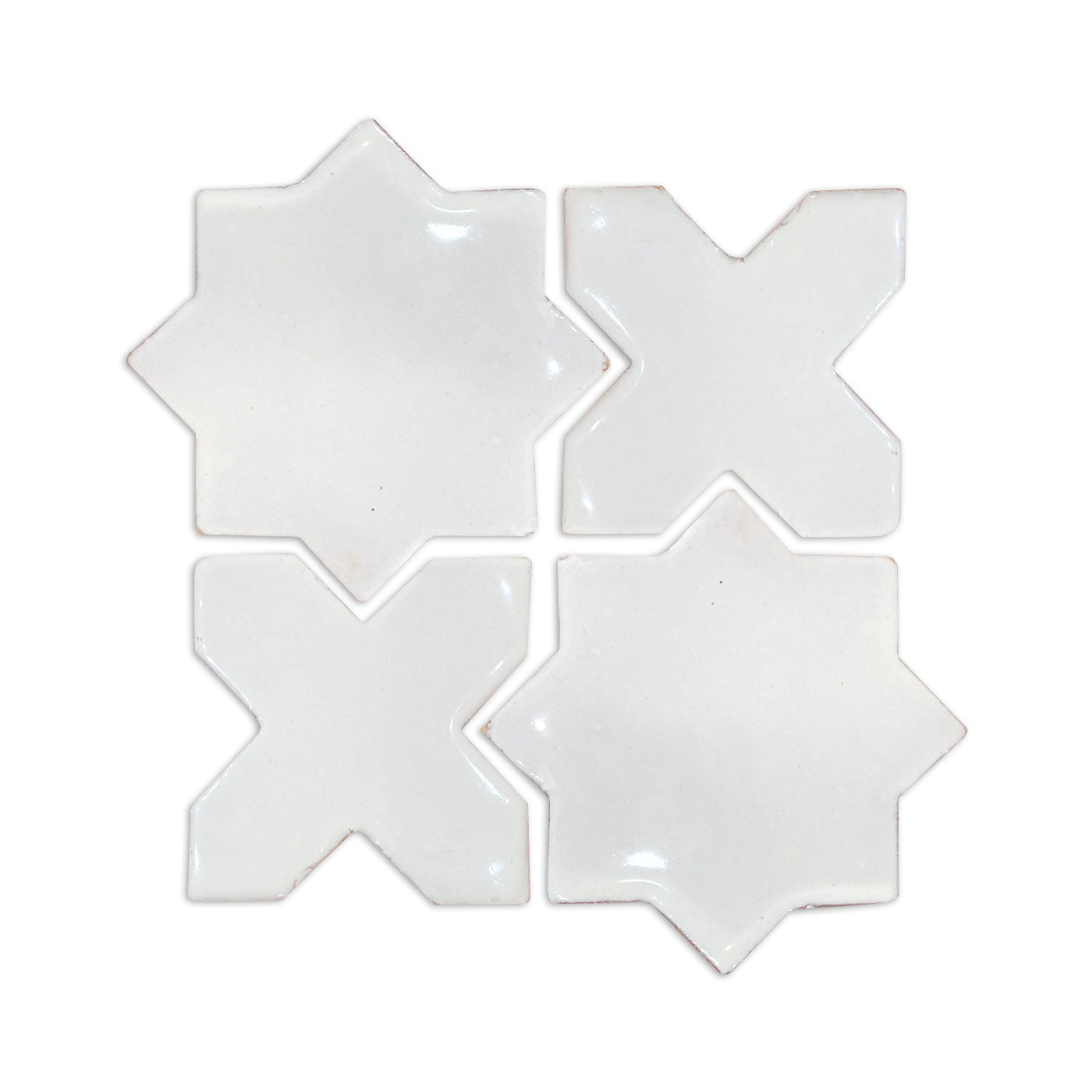 Glazed Mini Star & Cross White Gloss 3.5"