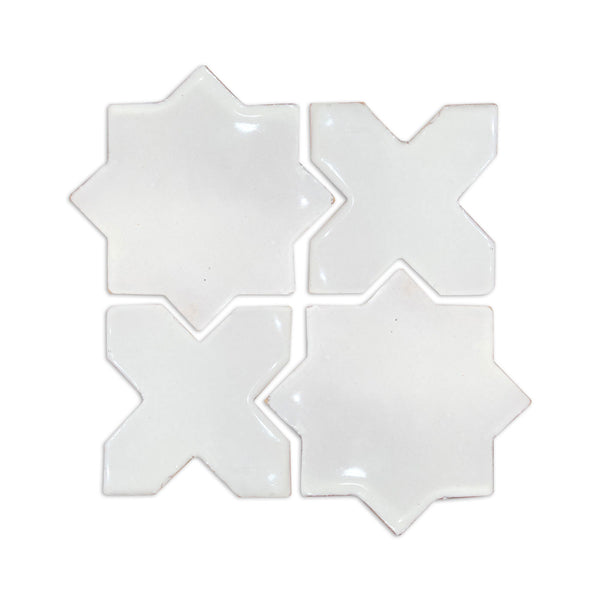 Glazed Mini Star & Cross White Gloss 3.5"