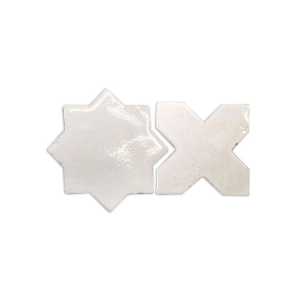 [Sample] Glazed Mini Star & Cross Tupelo Blanco 3.5"