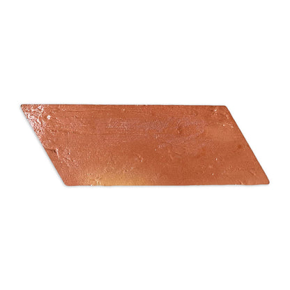 Reddish-brown parallelogram terracotta tile with antique gloss finish by Clay Imports, featuring a textured surface.