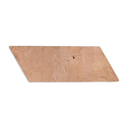 Terracotta parallelogram tile with antique matte finish by Clay Imports, showing left side and rustic texture.