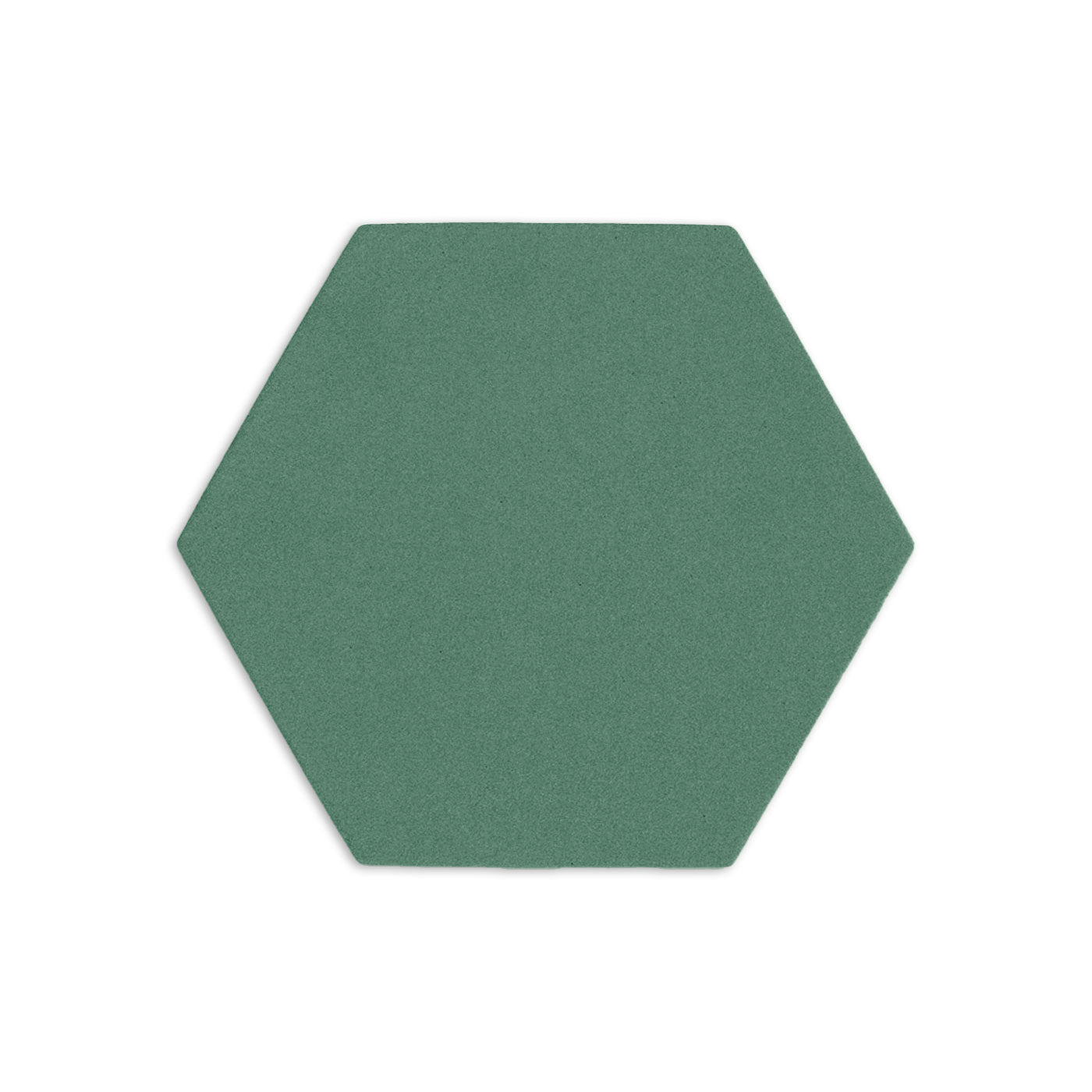 Cilantro green hexagon clay tile from Clay Imports with a textured finish and soft shadow.