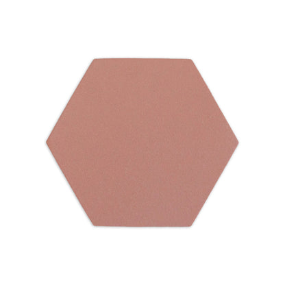Pink hexagon clay tile with granite look by Clay Imports, featuring a subtle granular texture.
