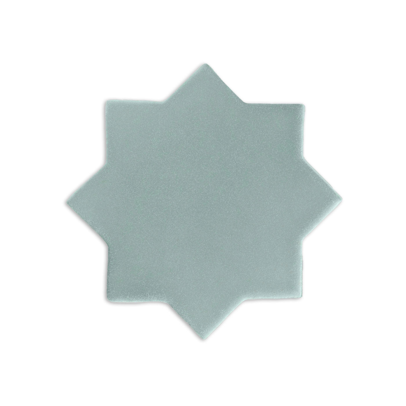 Light blue-green mini star clay tile by Clay Imports with a matte, textured finish.