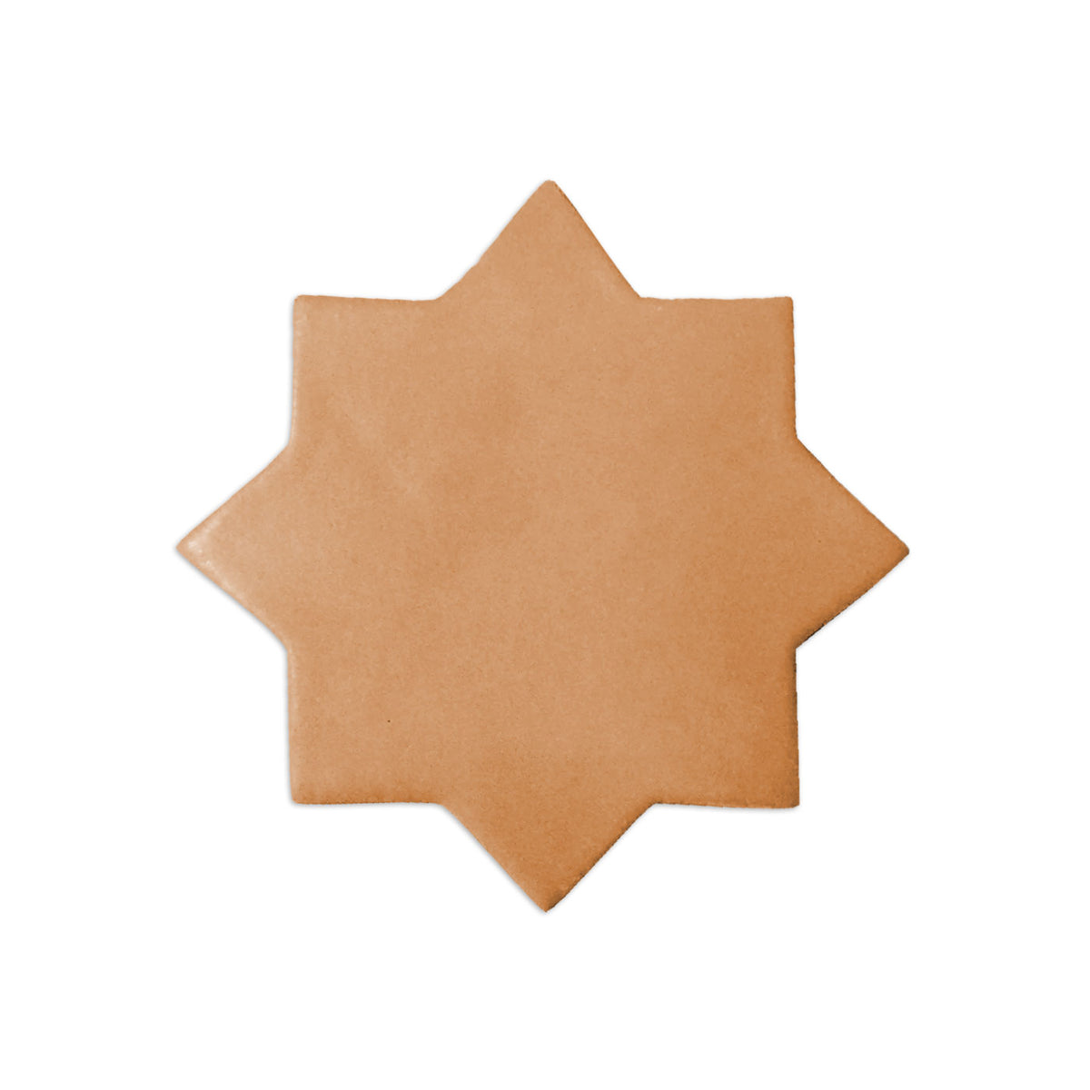 Light brown mini eight-pointed star tile by Clay Imports with a smooth, matte finish.