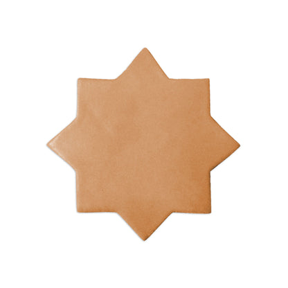 Light brown mini eight-pointed star tile by Clay Imports with a smooth, matte finish.