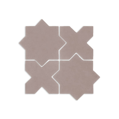 Boot Brown Mini Star & Cross clay tiles by Clay Imports, arranged in an interlocking pattern with a matte finish.