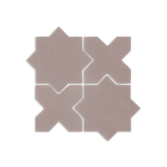 Boot Brown Mini Star & Cross clay tiles by Clay Imports, arranged in an interlocking pattern with a matte finish.