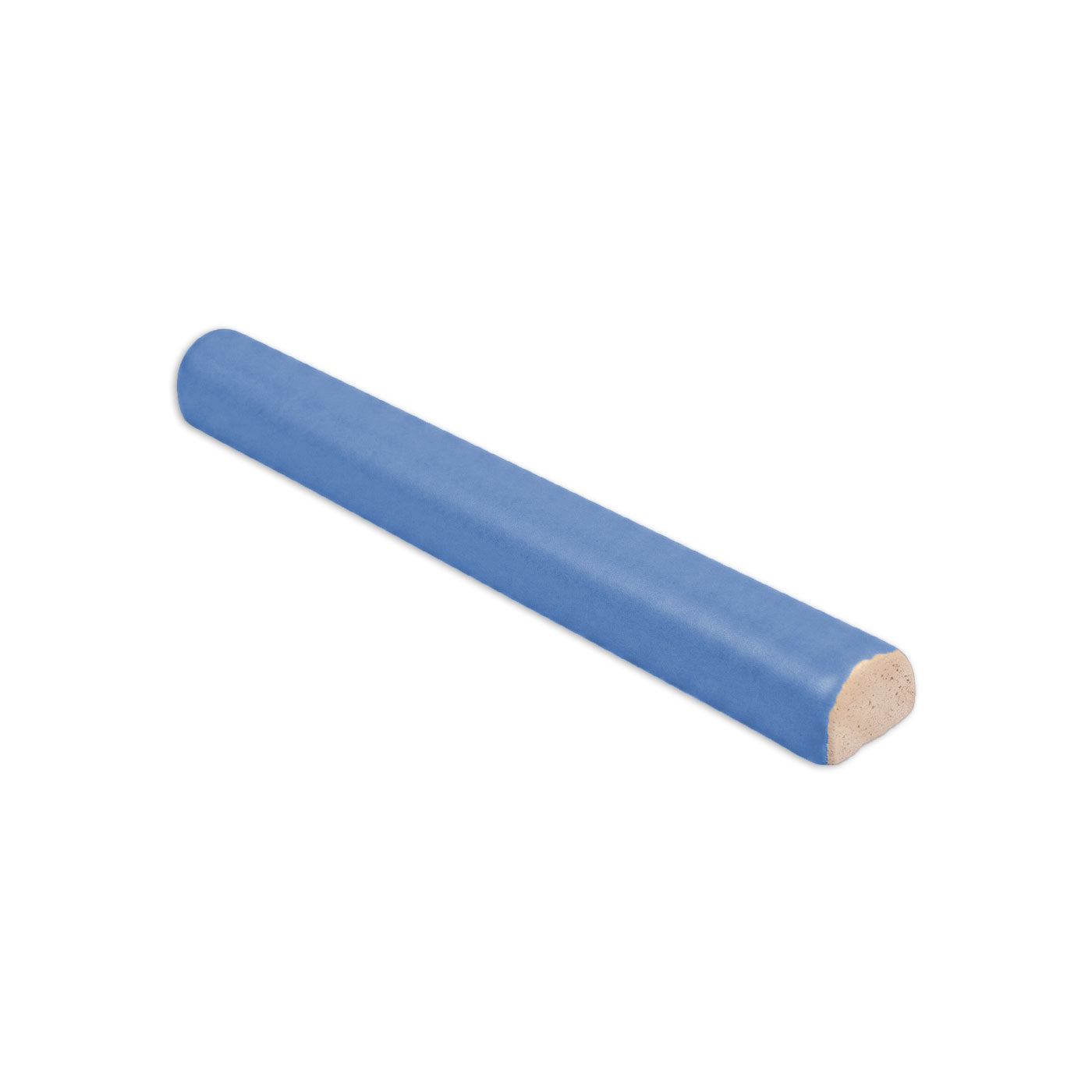 Denim blue pencil liner tile by Clay Imports with a rounded edge, lying horizontally.