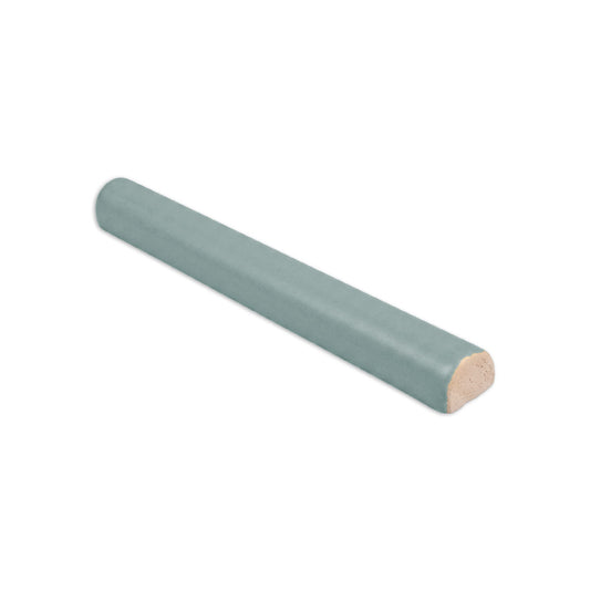 Sage green solid pencil liner tile by Clay Imports, long with one rounded end.