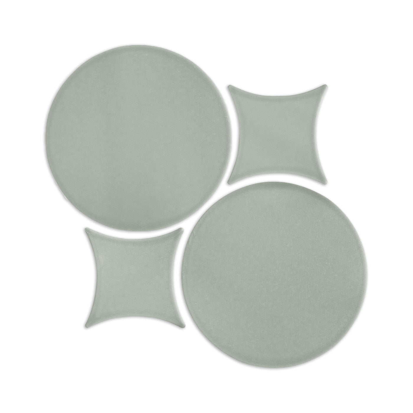 Agave Rombo & Circle clay tile by Clay Imports, featuring a geometric pattern of interlocking circles and concave squares.