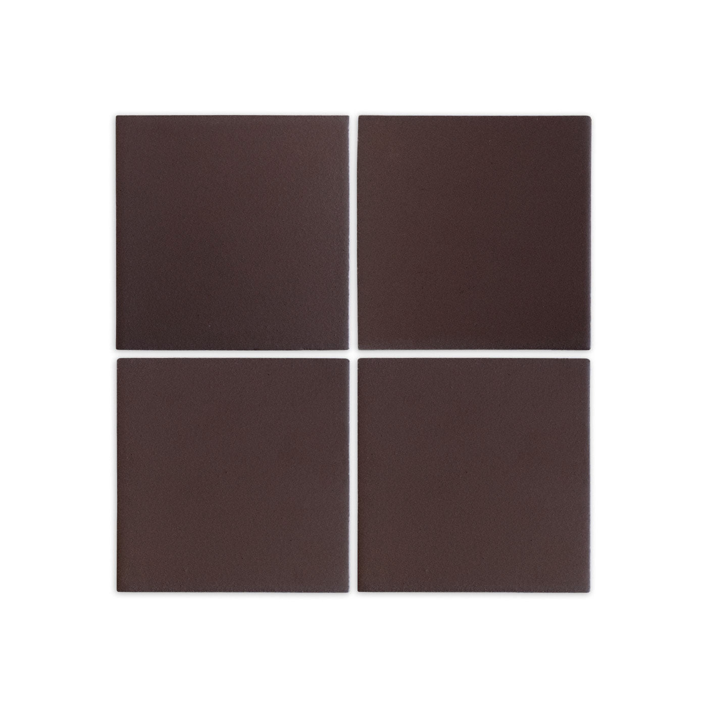 Saddle brown square clay tiles by Clay Imports, arranged in a grid with white grout lines.
