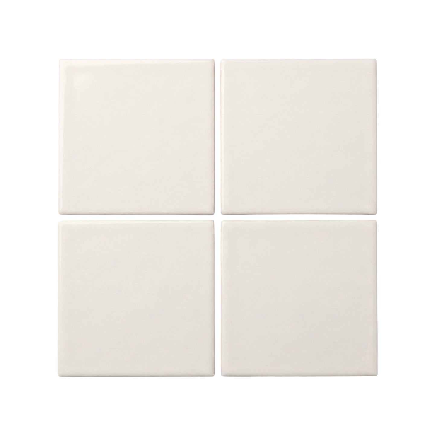 Four off-white square clay tiles by Clay Imports arranged in a grid with smooth, slightly rounded edges.