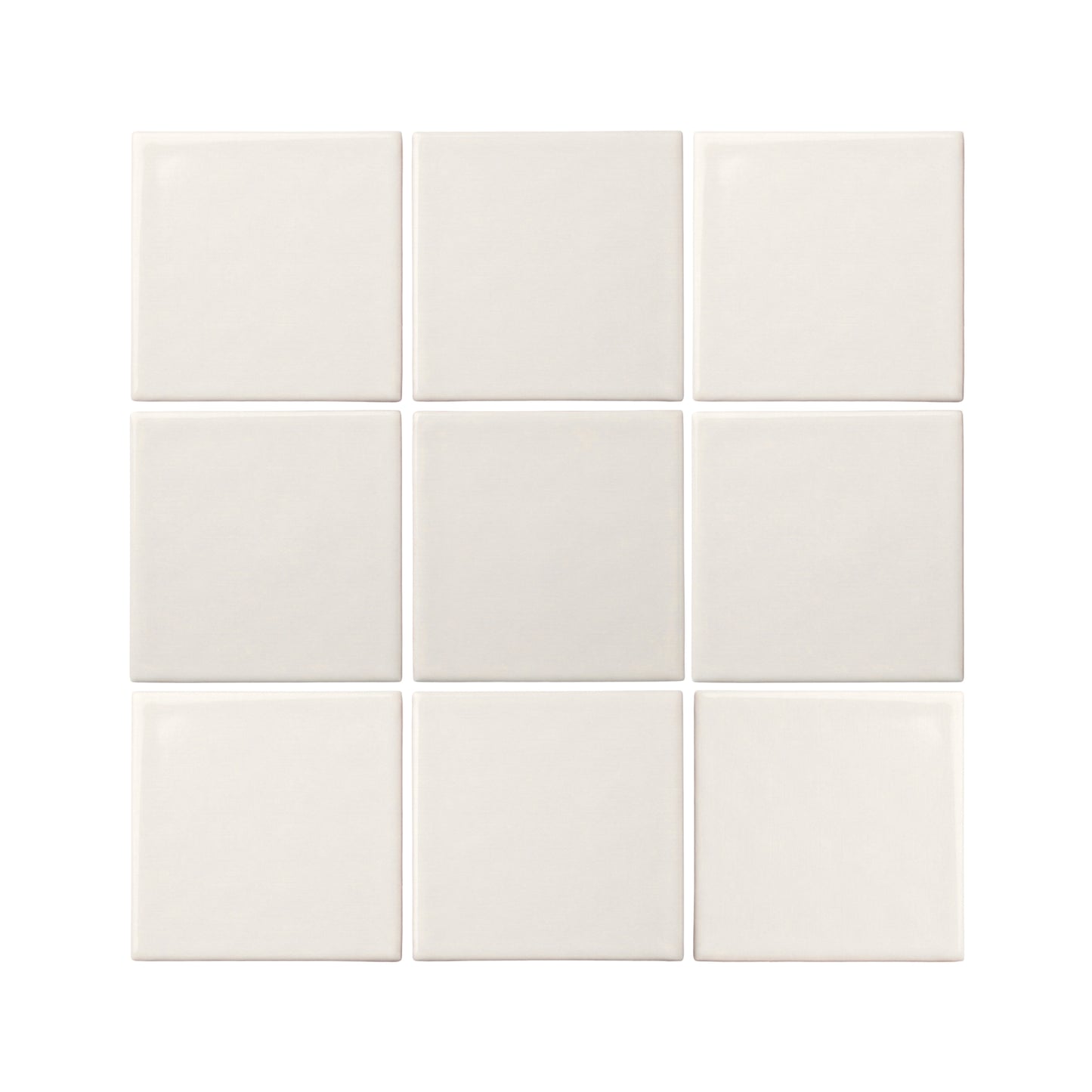 Light beige square clay tiles from Clay Imports, with smooth, slightly rounded edges, arranged in a 3x3 grid on white.