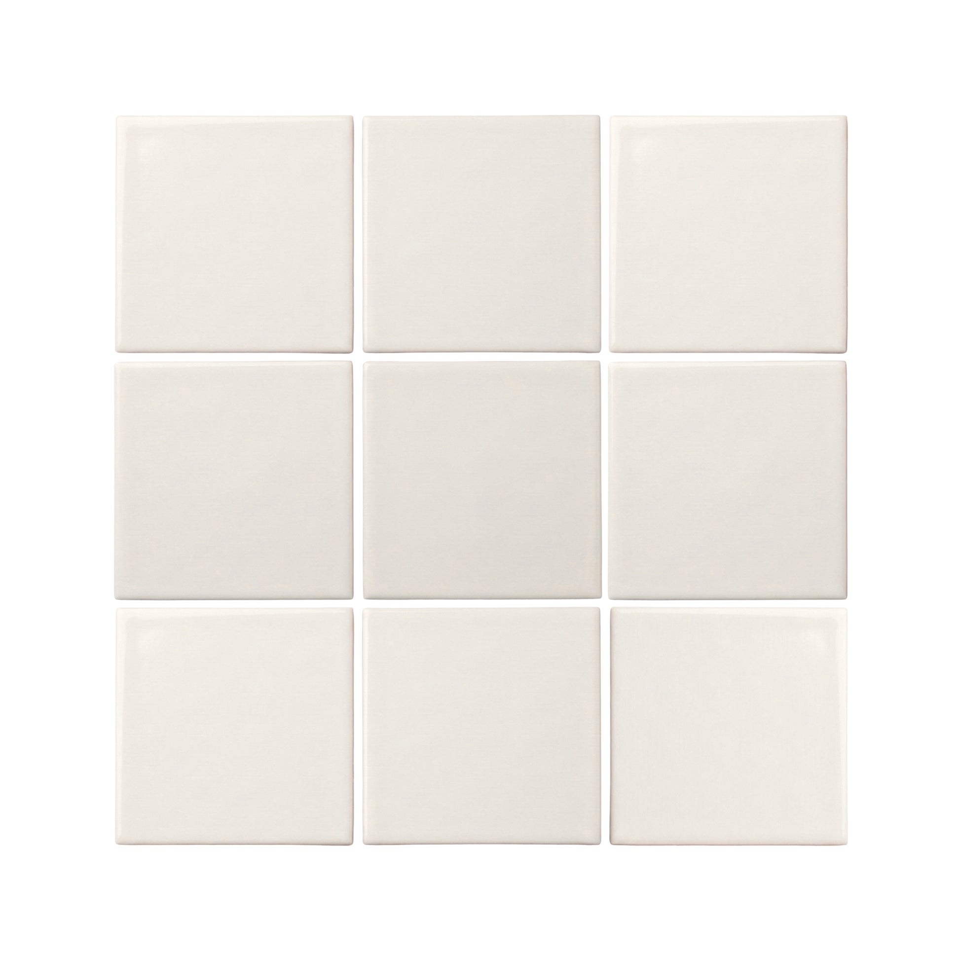 Light beige square clay tiles from Clay Imports, with smooth, slightly rounded edges, arranged in a 3x3 grid on white.