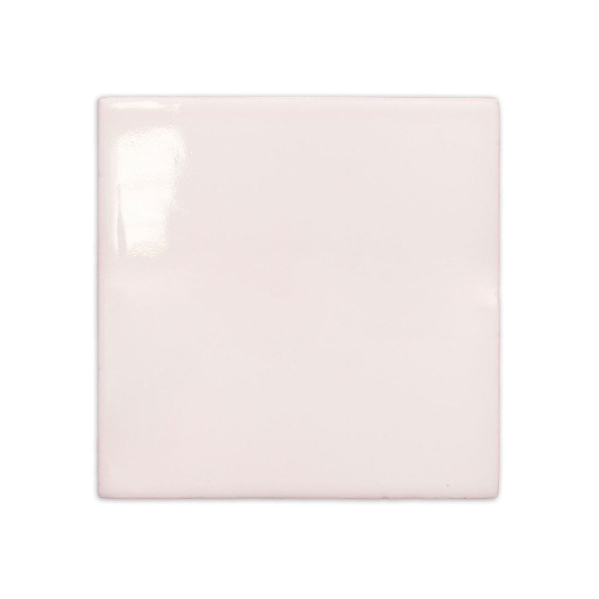 Square light pink clay tile by Clay Imports with a glossy finish and slightly irregular edges.