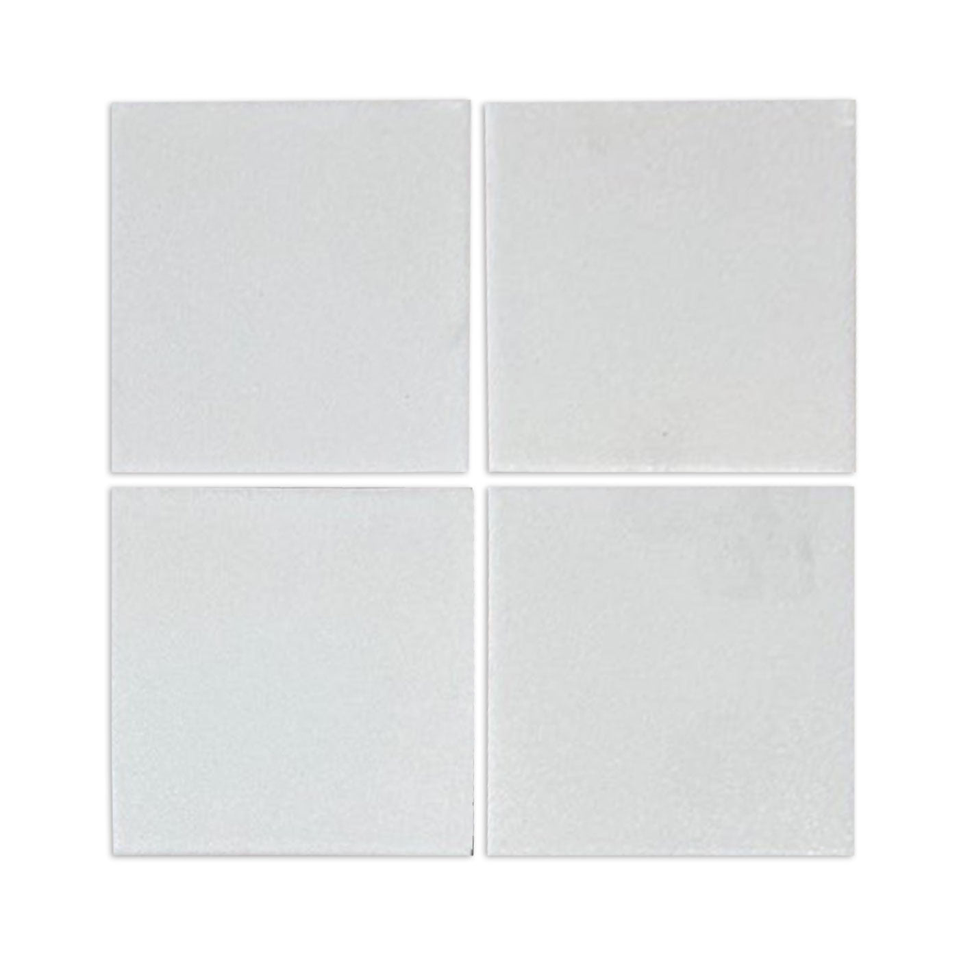 Smokey Mezcal 4.25x4.25 tiles by Clay Imports, a bundle of four light gray square tiles with subtle texture on a white background.