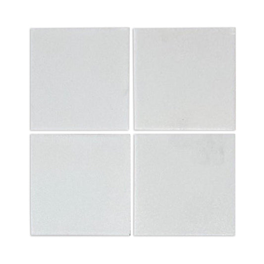 Smokey Mezcal 4.25x4.25 tiles by Clay Imports, a bundle of four light gray square tiles with subtle texture on a white background.
