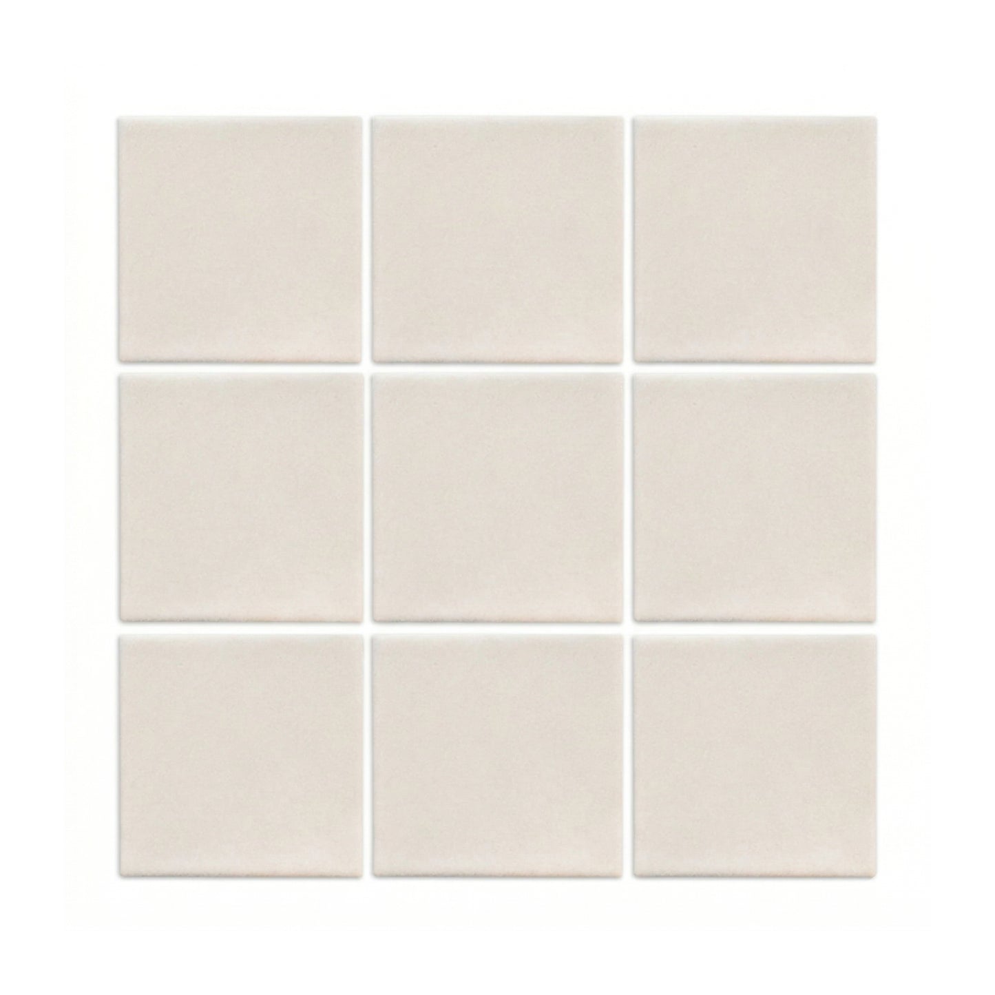 Twine clay tiles from Clay Imports, light beige and square, arranged in a 3x3 grid with subtle texture.