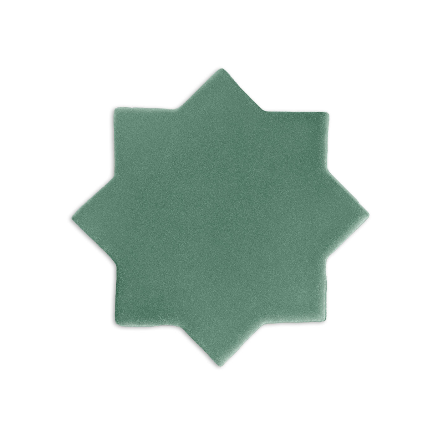 Green eight-pointed star clay tile by Clay Imports with a matte, subtly textured finish.