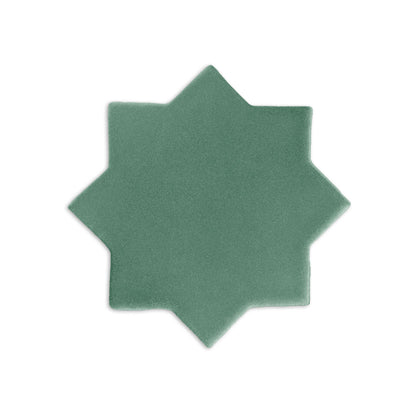Green eight-pointed star clay tile by Clay Imports with a matte, subtly textured finish.